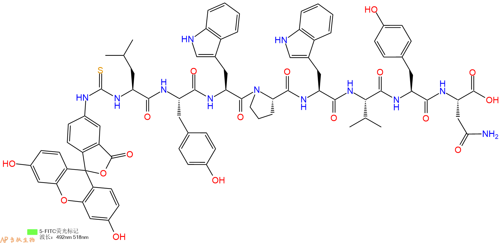 专肽生物产品5FITC-Leu-Tyr-Trp-Pro-Trp-Val-Tyr-Asn-OH