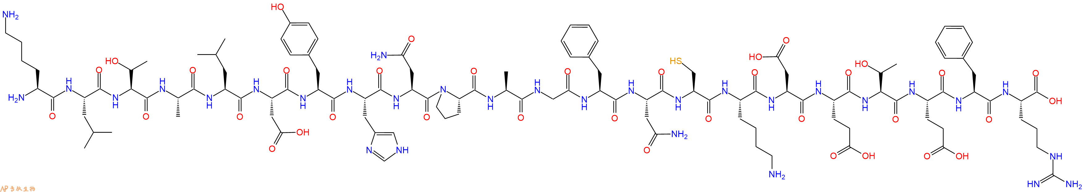 专肽生物产品H2N-Lys-Leu-Thr-Ala-Leu-Asp-Tyr-His-Asn-Pro-Ala-Gly-Phe-Asn-Cys-Lys-Asp-Glu-Thr-Glu-Phe-Arg-OH