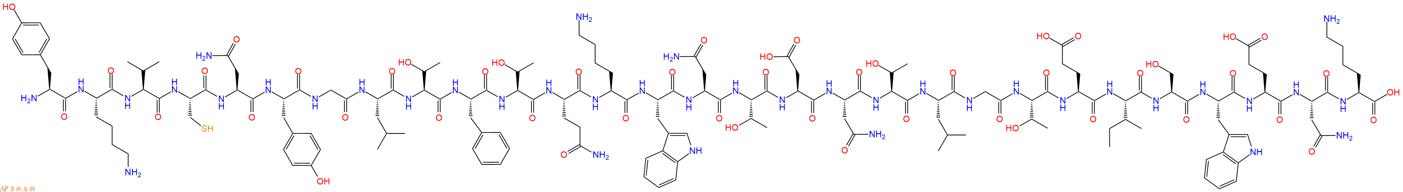 专肽生物产品H2N-Tyr-Lys-Val-Cys-Asn-Tyr-Gly-Leu-Thr-Phe-Thr-Gln-Lys-Trp-Asn-Thr-Asp-Asn-Thr-Leu-Gly-Thr-Glu-Ile-Ser-Trp-Glu-Asn-Lys-OH