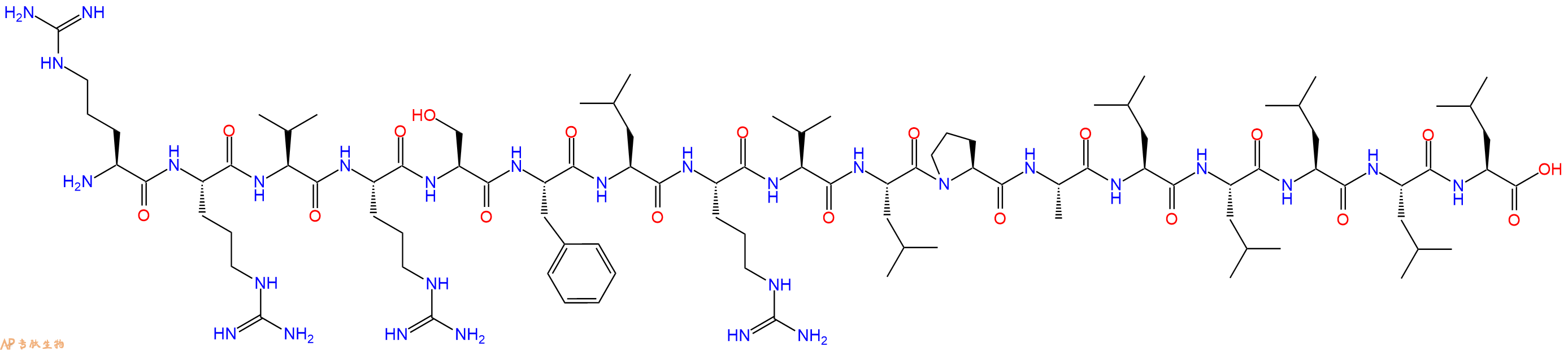 专肽生物产品H2N-Arg-Arg-Val-Arg-Ser-Phe-Leu-Arg-Val-Leu-Pro-Ala-Leu-Leu-Leu-Leu-Leu-OH