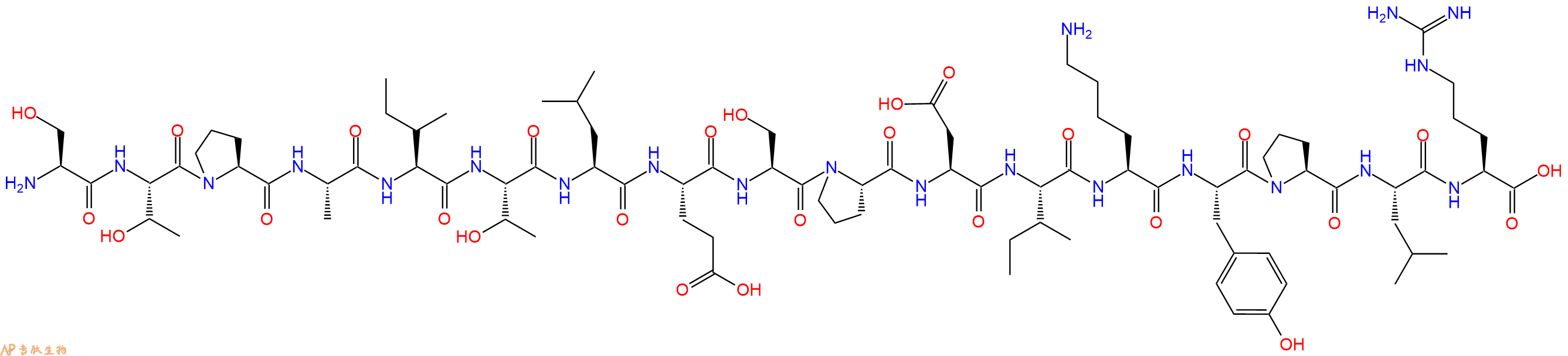 专肽生物产品H2N-Ser-Thr-Pro-Ala-Ile-Thr-Leu-Glu-Ser-Pro-Asp-Ile-Lys-Tyr-Pro-Leu-Arg-OH