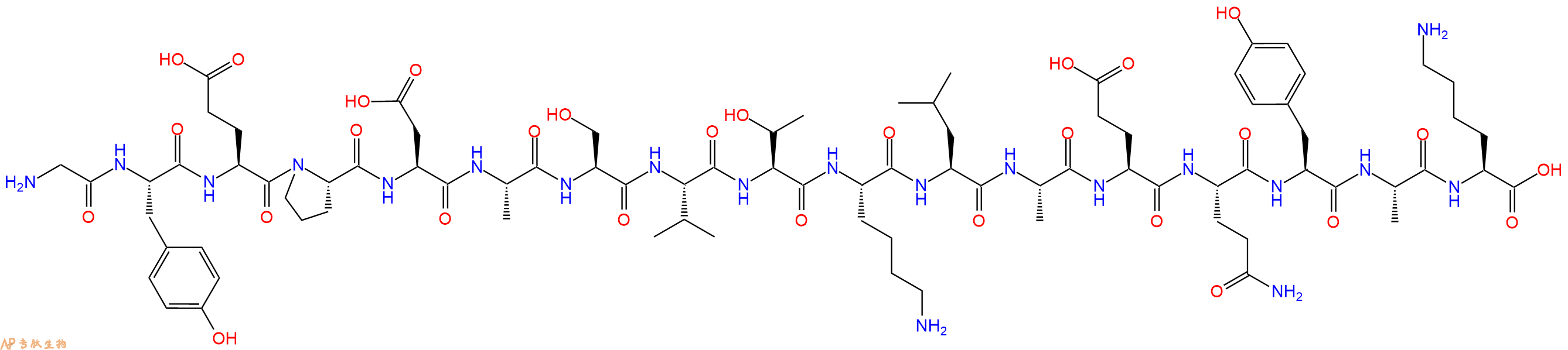 专肽生物产品H2N-Gly-Tyr-Glu-Pro-Asp-Ala-Ser-Val-Thr-Lys-Leu-Ala-Glu-Gln-Tyr-Ala-Lys-OH