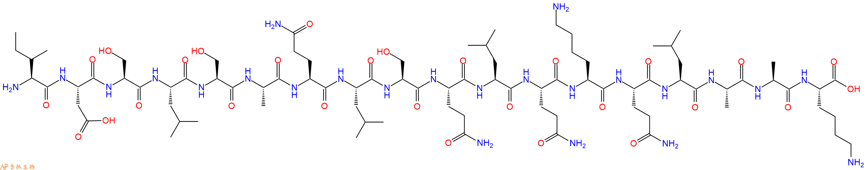 专肽生物产品H2N-Ile-Asp-Ser-Leu-Ser-Ala-Gln-Leu-Ser-Gln-Leu-Gln-Lys-Gln-Leu-Ala-Ala-Lys-OH