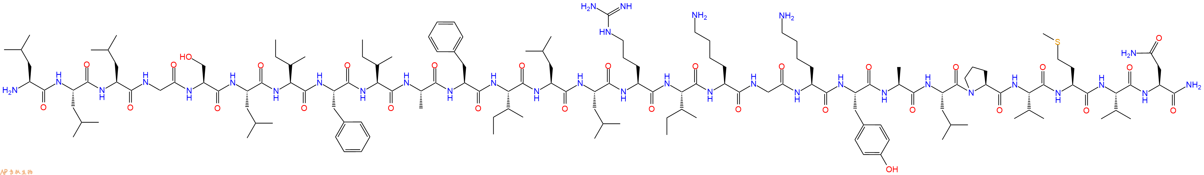 专肽生物产品H2N-Leu-Leu-Leu-Gly-Ser-Leu-Ile-Phe-Ile-Ala-Phe-Ile-Leu-Leu-Arg-Ile-Lys-Gly-Lys-Tyr-Ala-Leu-Pro-Val-Met-Val-Asn-CONH2
