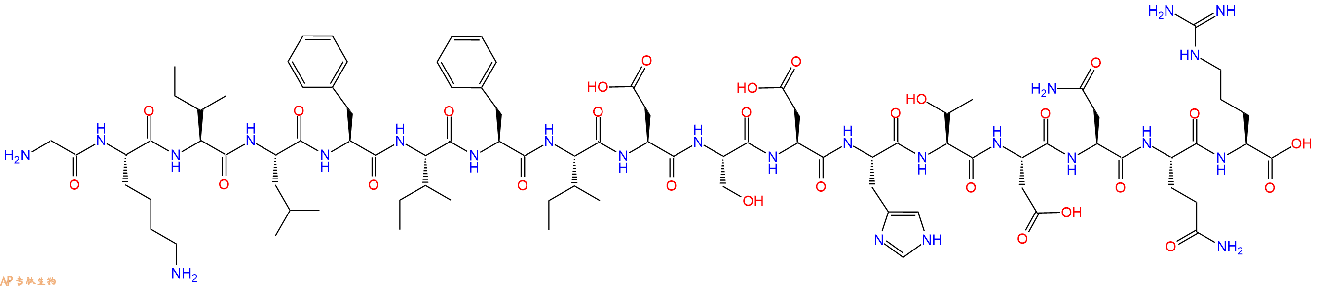 专肽生物产品H2N-Gly-Lys-Ile-Leu-Phe-Ile-Phe-Ile-Asp-Ser-Asp-His-Thr-Asp-Asn-Gln-Arg-OH