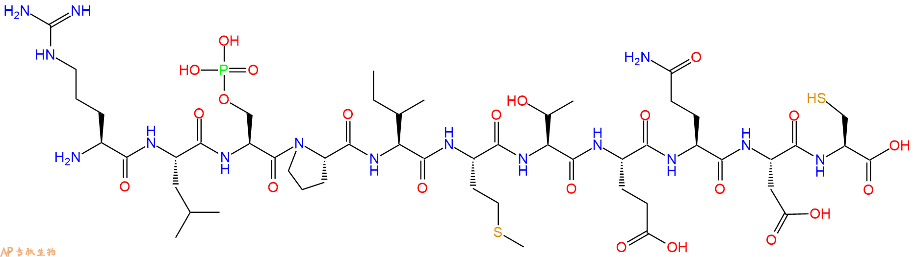 专肽生物产品H2N-Arg-Leu-Ser(PO3H2)-Pro-Ile-Met-Thr-Glu-Gln-Asp-Cys-OH