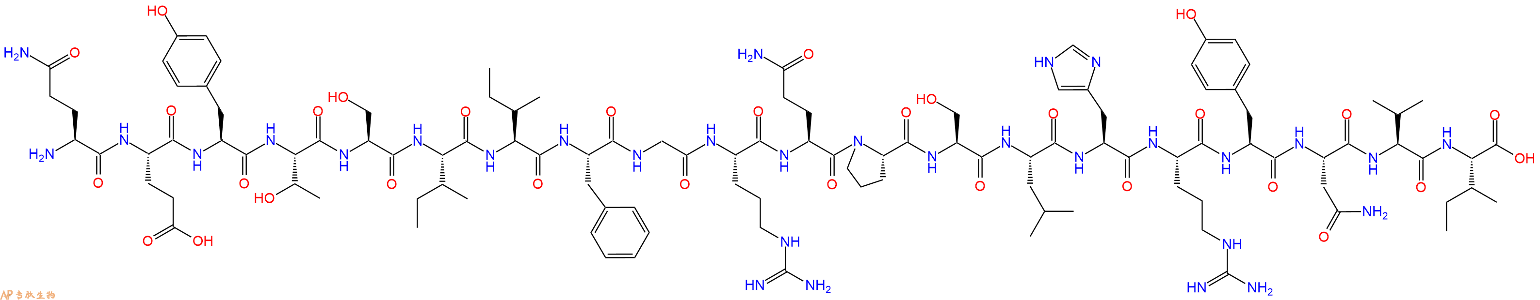 专肽生物产品H2N-Gln-Glu-Tyr-Thr-Ser-Ile-Ile-Phe-Gly-Arg-Gln-Pro-Ser-Leu-His-Arg-Tyr-Asn-Val-Ile-OH