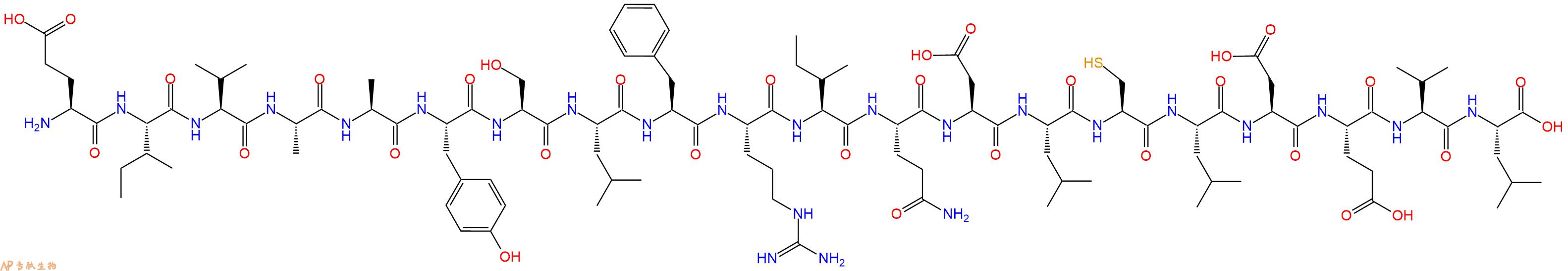 专肽生物产品H2N-Glu-Ile-Val-Ala-Ala-Tyr-Ser-Leu-Phe-Arg-Ile-Gln-Asp-Leu-Cys-Leu-Asp-Glu-Val-Leu-OH