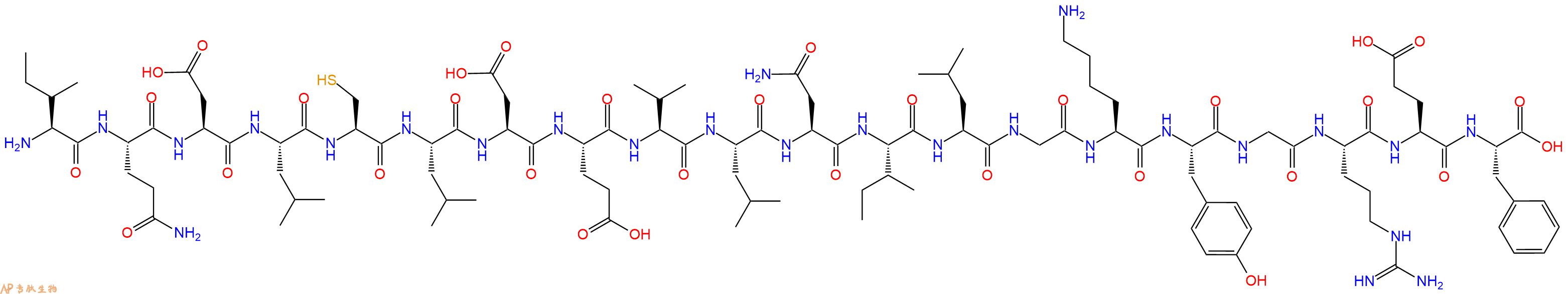 专肽生物产品H2N-Ile-Gln-Asp-Leu-Cys-Leu-Asp-Glu-Val-Leu-Asn-Ile-Leu-Gly-Lys-Tyr-Gly-Arg-Glu-Phe-OH