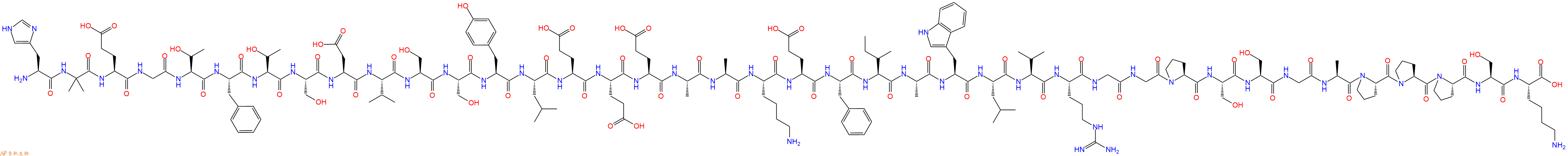 专肽生物产品H2N-His-Aib-Glu-Gly-Thr-Phe-Thr-Ser-Asp-Val-Ser-Ser-Tyr-Leu-Glu-Glu-Glu-Ala-Ala-Lys-Glu-Phe-Ile-Ala-Trp-Leu-Val-Arg-Gly-Gly-Pro-Ser-Ser-Gly-Ala-Pro-Pro-Pro-Ser-Lys-OH