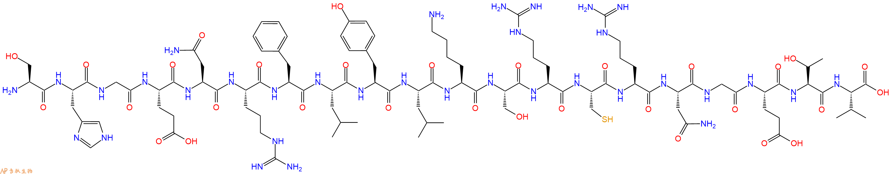 专肽生物产品H2N-Ser-His-Gly-Glu-Asn-Arg-Phe-Leu-Tyr-Leu-Lys-Ser-Arg-Cys-Arg-Asn-Gly-Glu-Thr-Val-OH