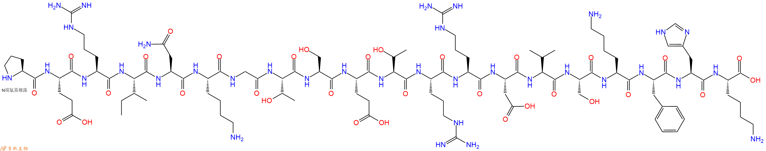 专肽生物产品H2N-Pro-Glu-Arg-Ile-Asn-Lys-Gly-Thr-Ser-Glu-Thr-Arg-Arg-Asp-Val-Ser-Lys-Phe-His-Lys-OH
