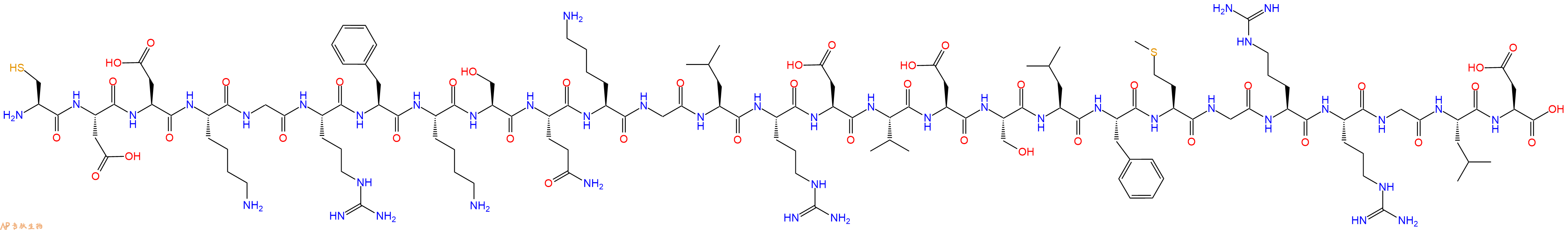 专肽生物产品H2N-Cys-Asp-Asp-Lys-Gly-Arg-Phe-Lys-Ser-Gln-Lys-Gly-Leu-Arg-Asp-Val-Asp-Ser-Leu-Phe-Met-Gly-Arg-Arg-Gly-Leu-Asp-OH