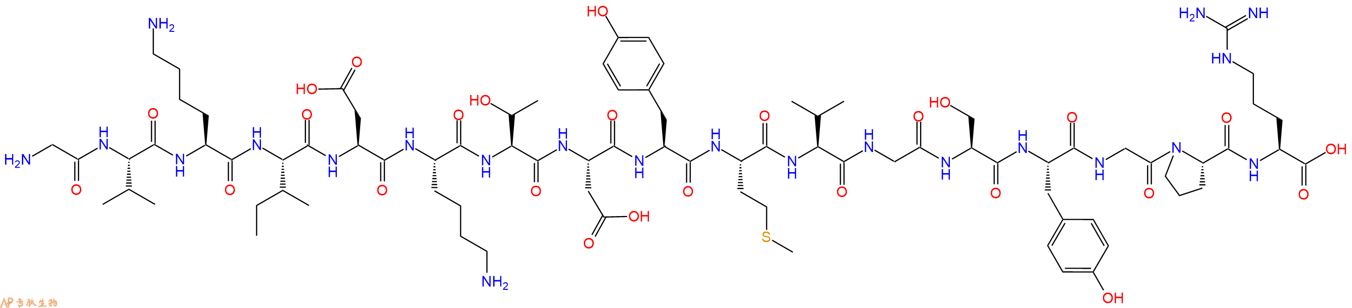专肽生物产品H2N-Gly-Val-Lys-Ile-Asp-Lys-Thr-Asp-Tyr-Met-Val-Gly-Ser-Tyr-Gly-Pro-Arg-OH