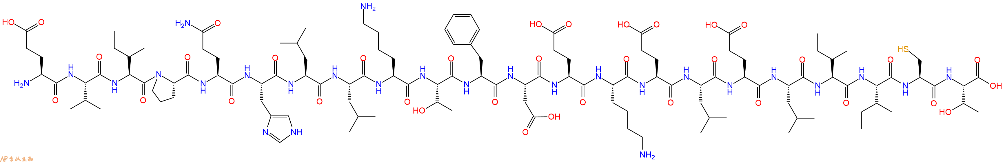 专肽生物产品H2N-Glu-Val-Ile-Pro-Gln-His-Leu-Leu-Lys-Thr-Phe-Asp-Glu-Lys-Glu-Leu-Glu-Leu-Ile-Ile-Cys-Thr-OH