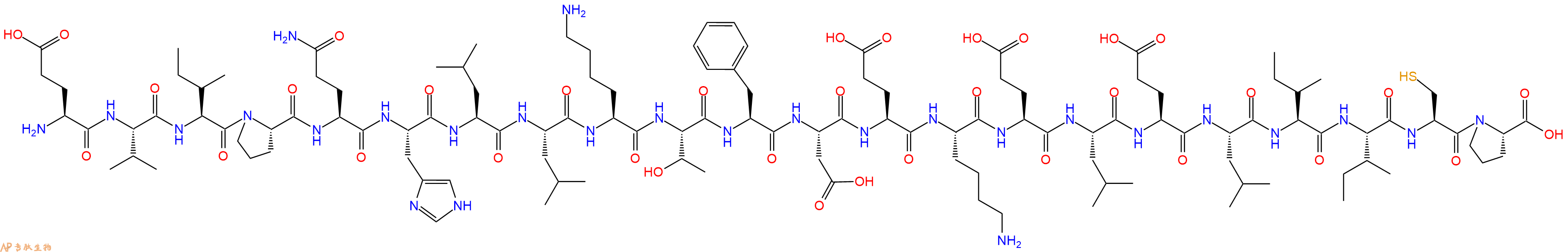 专肽生物产品H2N-Glu-Val-Ile-Pro-Gln-His-Leu-Leu-Lys-Thr-Phe-Asp-Glu-Lys-Glu-Leu-Glu-Leu-Ile-Ile-Cys-Pro-OH