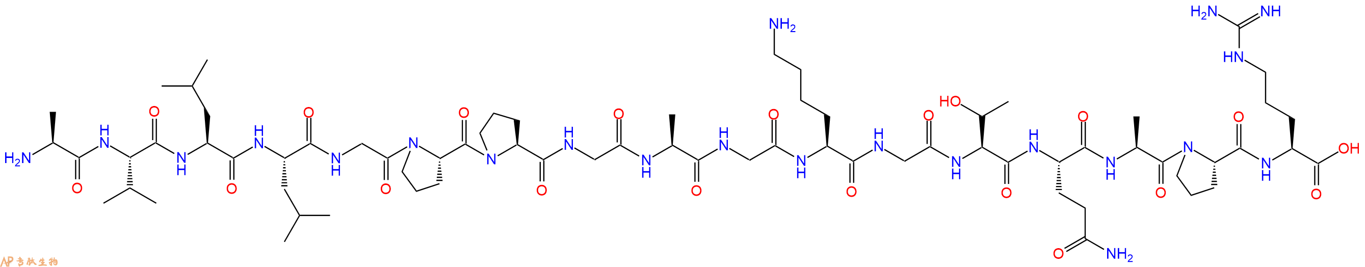 专肽生物产品H2N-Ala-Val-Leu-Leu-Gly-Pro-Pro-Gly-Ala-Gly-Lys-Gly-Thr-Gln-Ala-Pro-Arg-OH