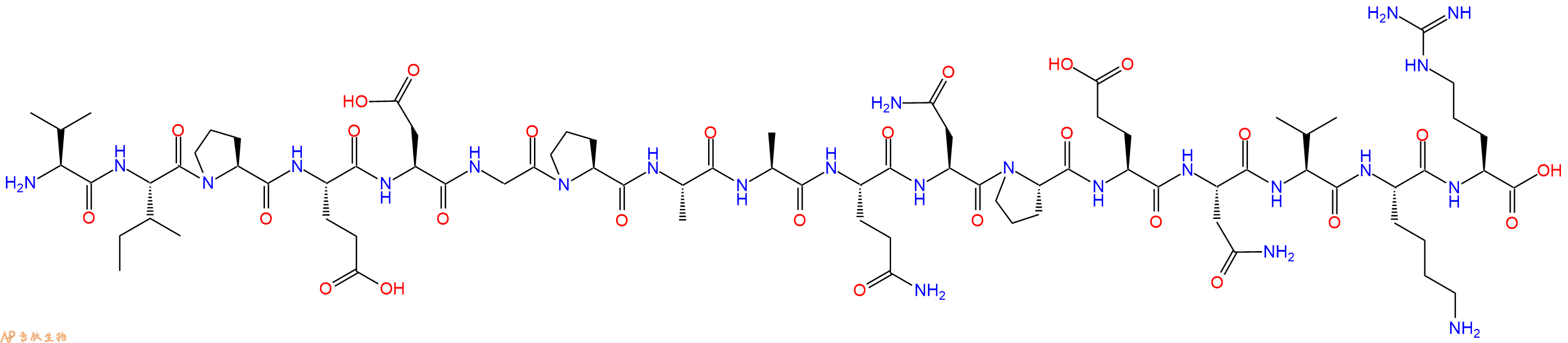 专肽生物产品H2N-Val-Ile-Pro-Glu-Asp-Gly-Pro-Ala-Ala-Gln-Asn-Pro-Glu-Asn-Val-Lys-Arg-OH