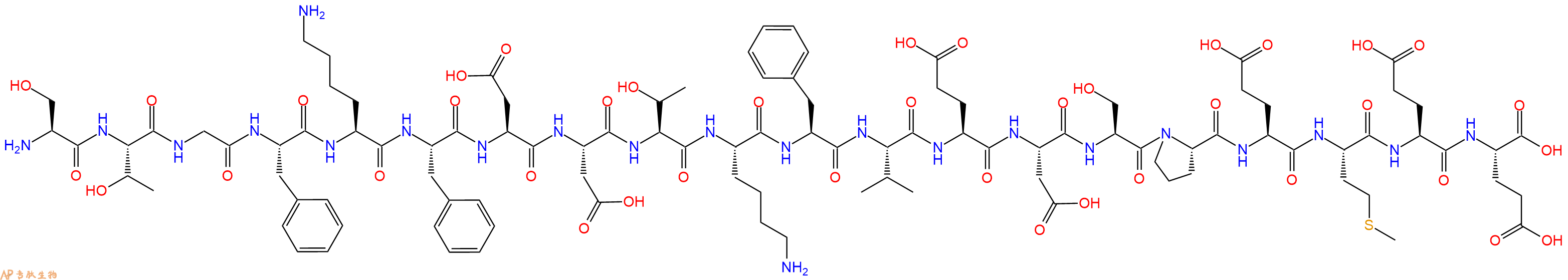 专肽生物产品H2N-Ser-Thr-Gly-Phe-Lys-Phe-Asp-Asp-Thr-Lys-Phe-Val-Glu-Asp-Ser-Pro-Glu-Met-Glu-Glu-OH