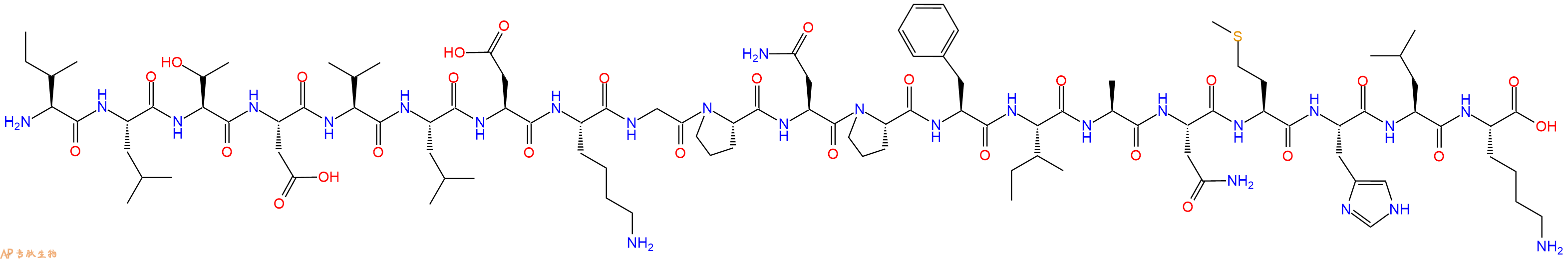 专肽生物产品H2N-Ile-Leu-Thr-Asp-Val-Leu-Asp-Lys-Gly-Pro-Asn-Pro-Phe-Ile-Ala-Asn-Met-His-Leu-Lys-OH