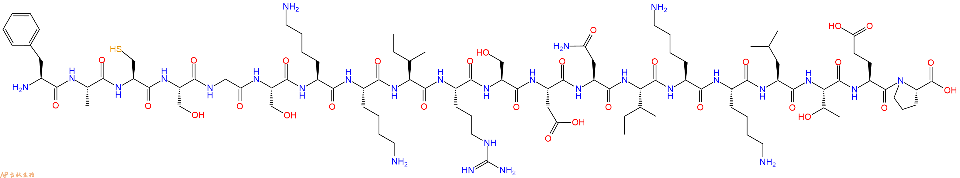 专肽生物产品H2N-Phe-Ala-Cys-Ser-Gly-Ser-Lys-Lys-Ile-Arg-Ser-Asp-Asn-Ile-Lys-Lys-Leu-Thr-Glu-Pro-OH