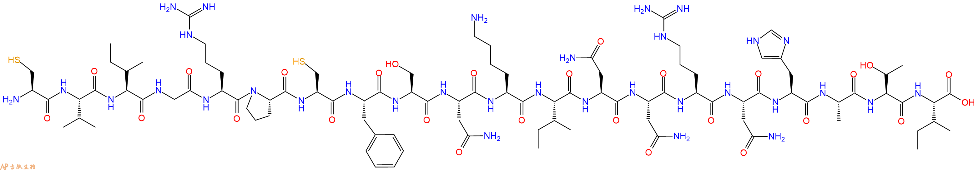 专肽生物产品H2N-Cys-Val-Ile-Gly-Arg-Pro-Cys-Phe-Ser-Asn-Lys-Ile-Asn-Asn-Arg-Asn-His-Ala-Thr-Ile-OH