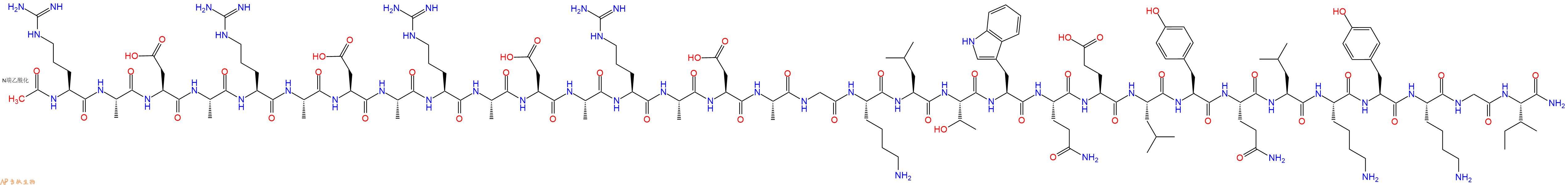 专肽生物产品Ac-Arg-Ala-Asp-Ala-Arg-Ala-Asp-Ala-Arg-Ala-Asp-Ala-Arg-Ala-Asp-Ala-Gly-Lys-Leu-Thr-Trp-Gln-Glu-Leu-Tyr-Gln-Leu-Lys-Tyr-Lys-Gly-Ile-CONH2
