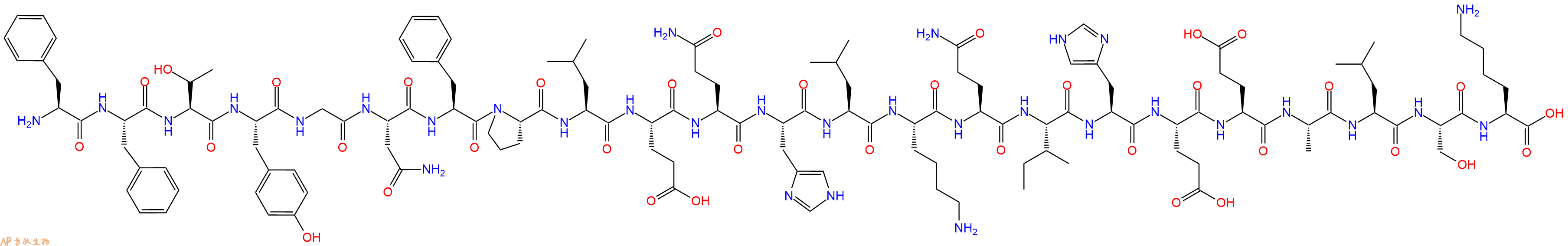 专肽生物产品H2N-Phe-Phe-Thr-Tyr-Gly-Asn-Phe-Pro-Leu-Glu-Gln-His-Leu-Lys-Gln-Ile-His-Glu-Glu-Ala-Leu-Ser-Lys-OH