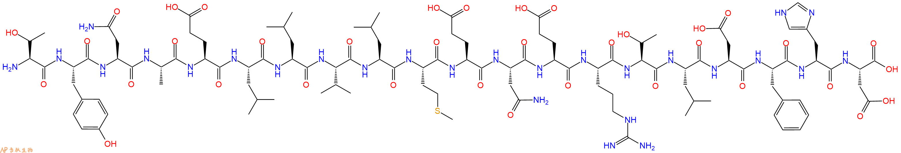专肽生物产品H2N-Thr-Tyr-Asn-Ala-Glu-Leu-Leu-Val-Leu-Met-Glu-Asn-Glu-Arg-Thr-Leu-Asp-Phe-His-Asp-OH