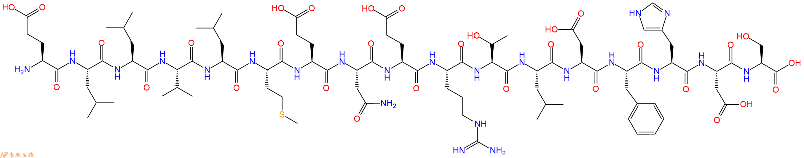 专肽生物产品H2N-Glu-Leu-Leu-Val-Leu-Met-Glu-Asn-Glu-Arg-Thr-Leu-Asp-Phe-His-Asp-Ser-OH