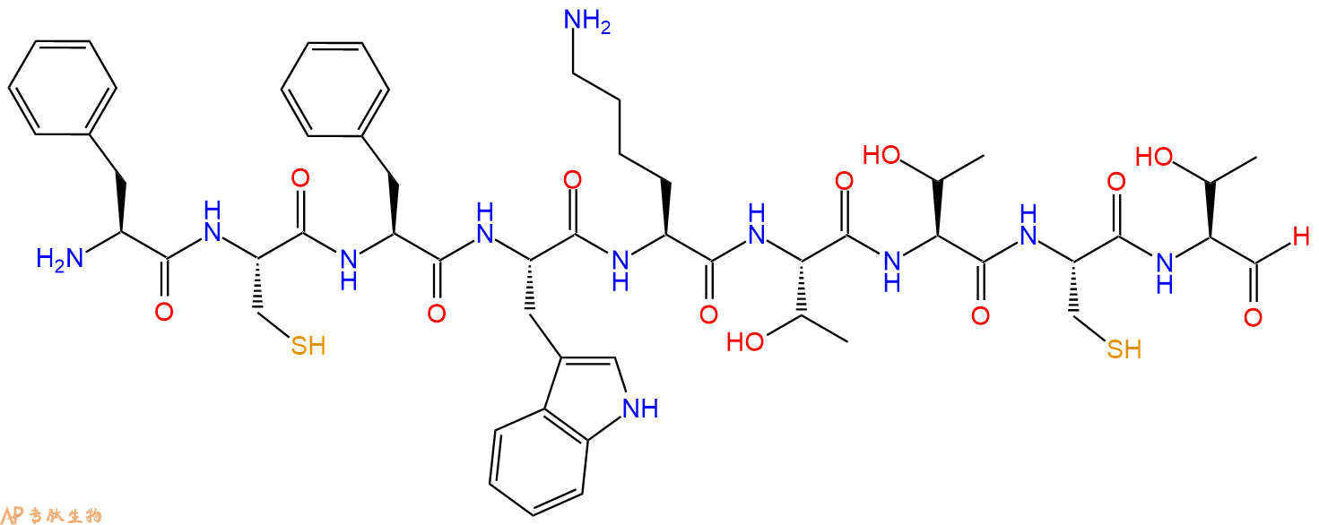 专肽生物产品H2N-Phe-Cys-Phe-Trp-Lys-Thr-Thr-Cys-Thr-CHO