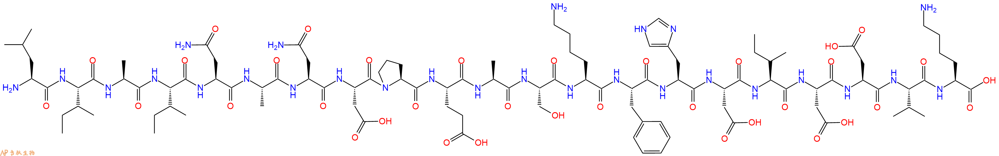 专肽生物产品H2N-Leu-Ile-Ala-Ile-Asn-Ala-Asn-Asp-Pro-Glu-Ala-Ser-Lys-Phe-His-Asp-Ile-Asp-Asp-Val-Lys-OH