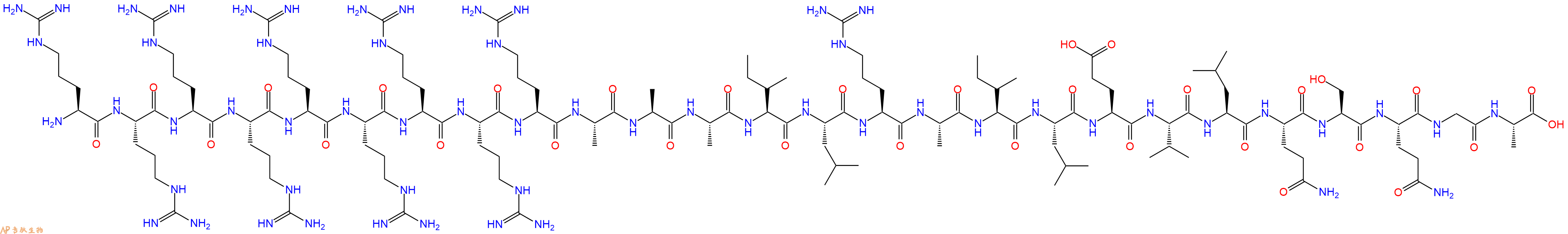 专肽生物产品H2N-Arg-Arg-Arg-Arg-Arg-Arg-Arg-Arg-Arg-Ala-Ala-Ala-Ile-Leu-Arg-Ala-Ile-Leu-Glu-Val-Leu-Gln-Ser-Gln-Gly-Ala-OH
