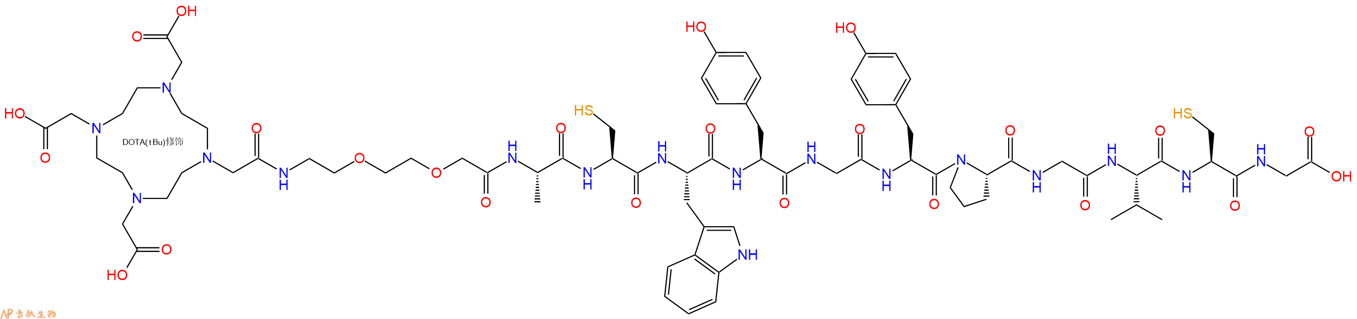 专肽生物产品DOTA-AEEA-Ala-Cys-Trp-Tyr-Gly-Tyr-Pro-Gly-Val-Cys-Gly-OH