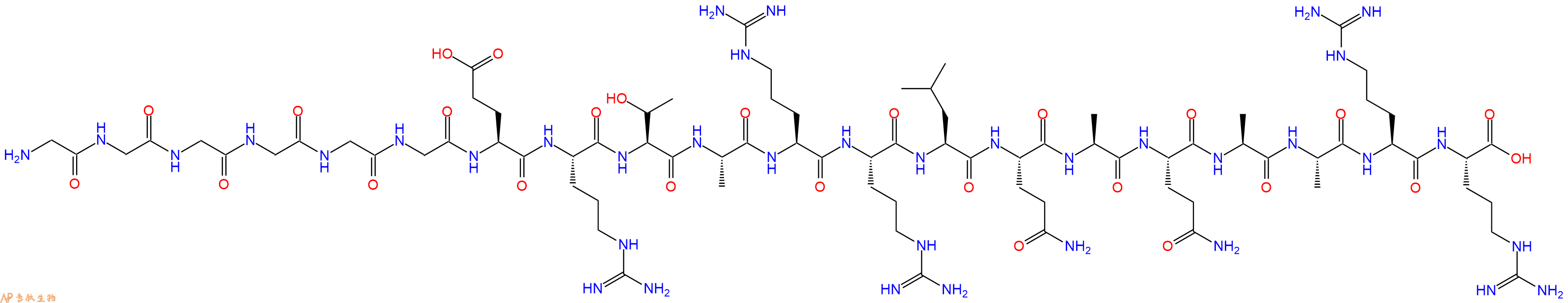 专肽生物产品H2N-Gly-Gly-Gly-Gly-Gly-Gly-Glu-Arg-Thr-Ala-Arg-Arg-Leu-Gln-Ala-Gln-Ala-Ala-Arg-Arg-OH