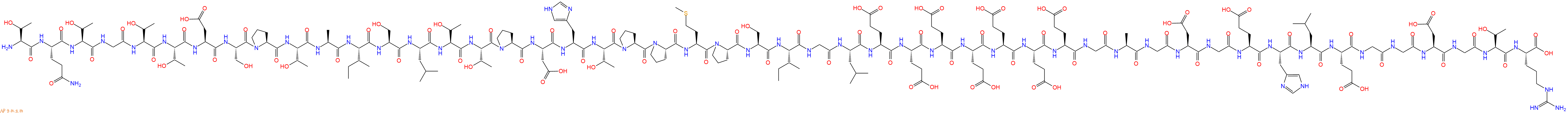 专肽生物产品H2N-Thr-Gln-Thr-Gly-Thr-Thr-Asp-Ser-Pro-Thr-Ala-Ile-Ser-Leu-Thr-Thr-Pro-Asp-His-Thr-Pro-Pro-Met-Pro-Ser-Ile-Gly-Leu-Glu-Glu-Glu-Glu-Glu-Glu-Glu-Gly-Ala-Gly-Asp-Gly-Glu-His-Leu-Glu-Gly-Gly-Asp-Gly-Thr-Arg-OH