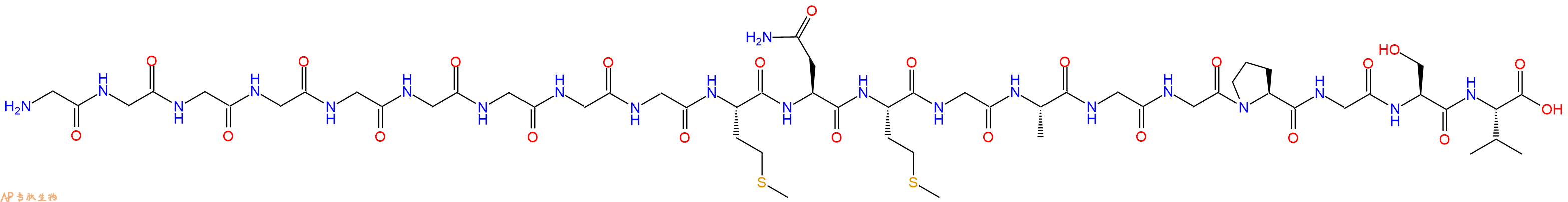 专肽生物产品H2N-Gly-Gly-Gly-Gly-Gly-Gly-Gly-Gly-Gly-Met-Asn-Met-Gly-Ala-Gly-Gly-Pro-Gly-Ser-Val-OH