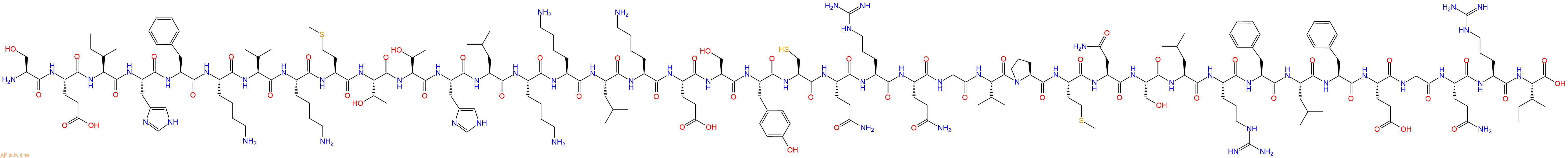 专肽生物产品H2N-Ser-Glu-Ile-His-Phe-Lys-Val-Lys-Met-Thr-Thr-His-Leu-Lys-Lys-Leu-Lys-Glu-Ser-Tyr-Cys-Gln-Arg-Gln-Gly-Val-Pro-Met-Asn-Ser-Leu-Arg-Phe-Leu-Phe-Glu-Gly-Gln-Arg-Ile-OH