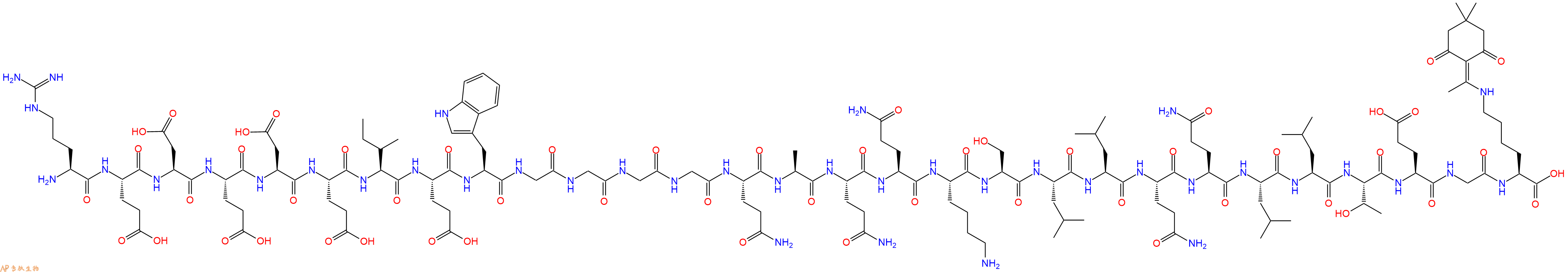 专肽生物产品H2N-Arg-Glu-Asp-Glu-Asp-Glu-Ile-Glu-Trp-Gly-Gly-Gly-Gly-Gln-Ala-Gln-Gln-Lys-Ser-Leu-Leu-Gln-Gln-Leu-Leu-Thr-Glu-Gly-Lys(Dde)-OH