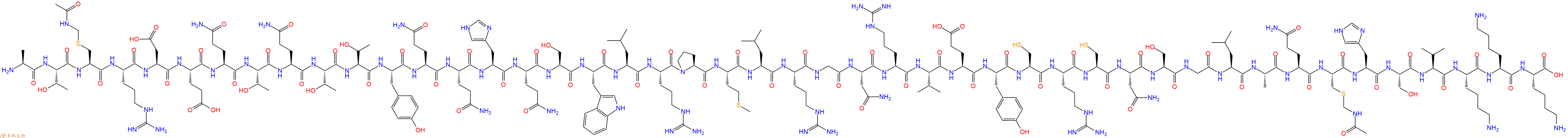 专肽生物产品H2N-Ala-Thr-Cys(Acm)-Arg-Asp-Glu-Gln-Thr-Gln-Thr-Thr-Tyr-Gln-Gln-His-Gln-Ser-Trp-Leu-Arg-Pro-Met-Leu-Arg-Gly-Asn-Arg-Val-Glu-Tyr-Cys-Arg-Cys-Asn-Ser-Gly-Leu-Ala-Gln-Cys(Acm)-His-Ser-Val-Lys-Lys-Lys-OH