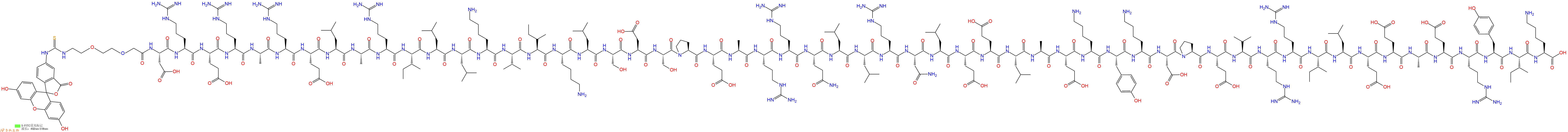 专肽生物产品5FITC-PEG2-Asp-Arg-Glu-Arg-Ala-Arg-Glu-Leu-Ala-Arg-Ile-Leu-Leu-Lys-Val-Ile-Lys-Leu-Ser-Asp-Ser-Pro-Glu-Ala-Arg-Arg-Gln-Leu-Leu-Arg-Asn-Leu-Glu-Glu-Leu-Ala-Glu-Lys-Tyr-Lys-Asp-Pro-Glu-Val-Arg-Arg-Ile-Leu-Glu-Glu-Ala-Glu-Arg-Tyr-Ile-Lys