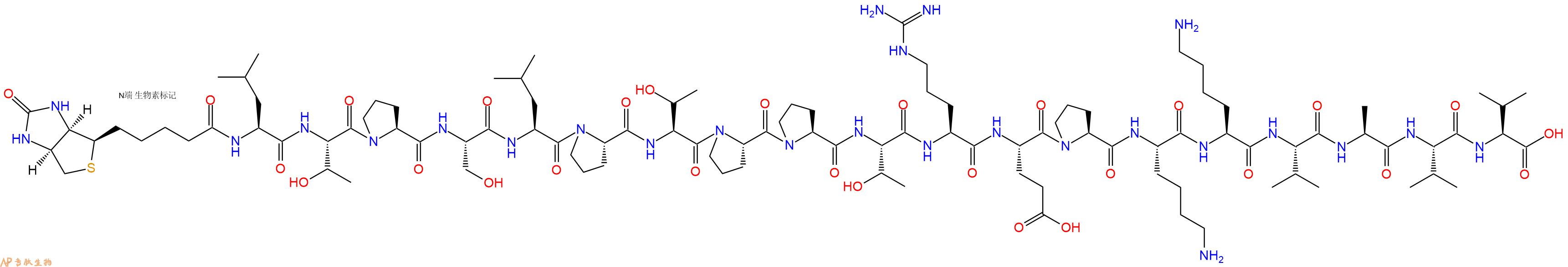 专肽生物产品Biotinyl-Leu-Thr-Pro-Ser-Leu-Pro-Thr-Pro-Pro-Thr-Arg-Glu-Pro-Lys-Lys-Val-Ala-Val-Val-OH