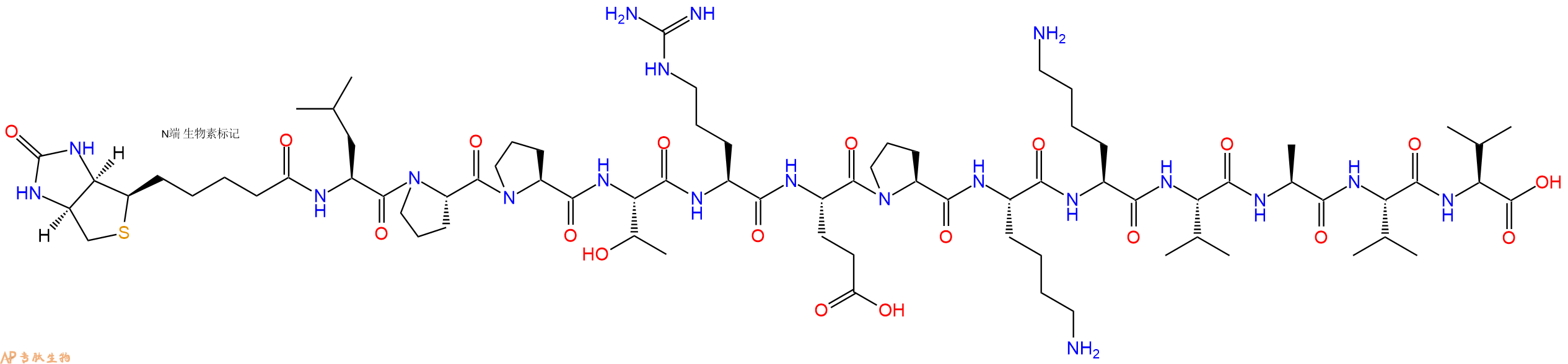 专肽生物产品Biotinyl-Leu-Pro-Pro-Thr-Arg-Glu-Pro-Lys-Lys-Val-Ala-Val-Val-OH