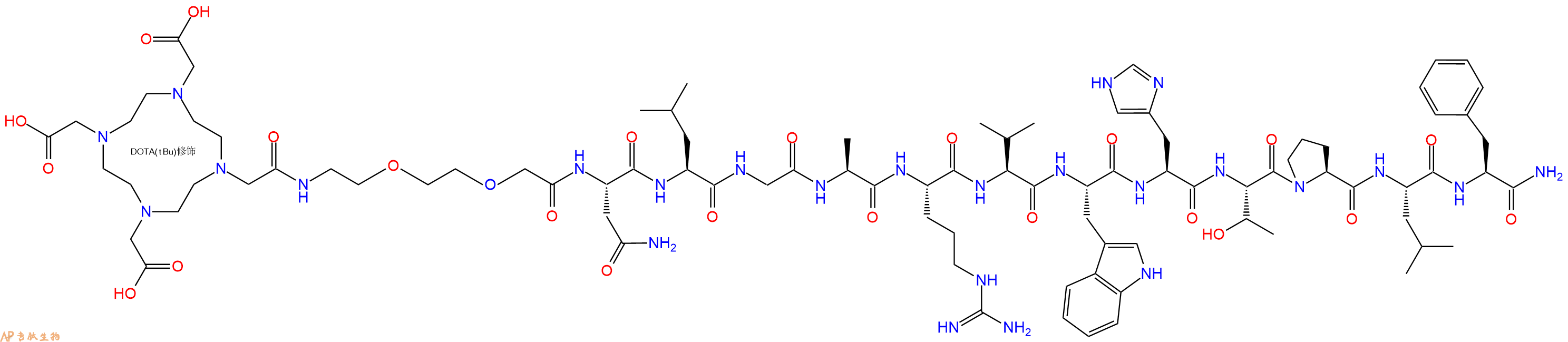 专肽生物产品DOTA-PEG2-Asn-Leu-Gly-Ala-Arg-Val-Trp-His-Thr-Pro-Leu-Phe-CONH2