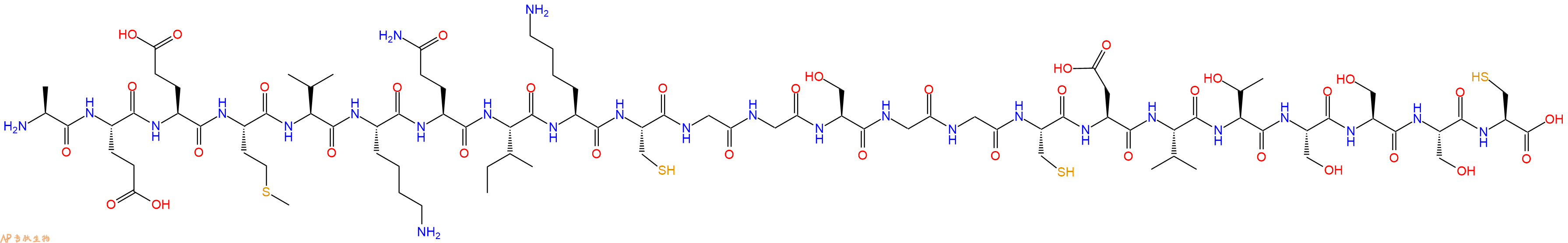 专肽生物产品H2N-Ala-Glu-Glu-Met-Val-Lys-Gln-Ile-Lys-Cys-Gly-Gly-Ser-Gly-Gly-Cys-Asp-Val-Thr-Ser-Ser-Ser-Cys-OH