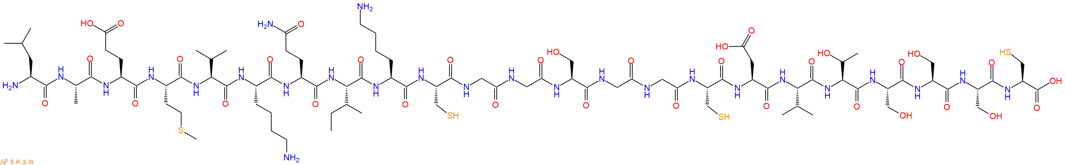 专肽生物产品H2N-Leu-Ala-Glu-Met-Val-Lys-Gln-Ile-Lys-Cys-Gly-Gly-Ser-Gly-Gly-Cys-Asp-Val-Thr-Ser-Ser-Ser-Cys-OH