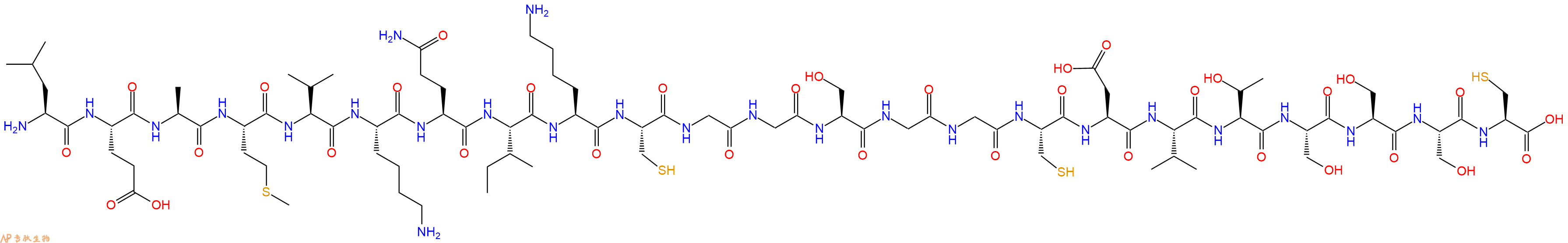 专肽生物产品H2N-Leu-Glu-Ala-Met-Val-Lys-Gln-Ile-Lys-Cys-Gly-Gly-Ser-Gly-Gly-Cys-Asp-Val-Thr-Ser-Ser-Ser-Cys-OH