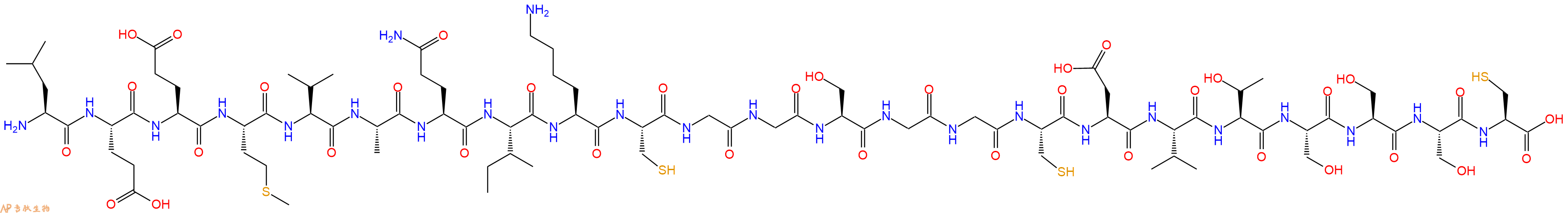 专肽生物产品H2N-Leu-Glu-Glu-Met-Val-Ala-Gln-Ile-Lys-Cys-Gly-Gly-Ser-Gly-Gly-Cys-Asp-Val-Thr-Ser-Ser-Ser-Cys-OH