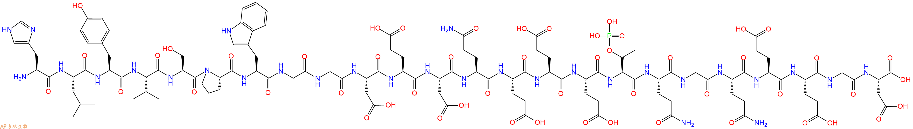 专肽生物产品H2N-His-Leu-Tyr-Val-Ser-Pro-Trp-Gly-Gly-Asp-Glu-Asp-Gln-Glu-Glu-Glu-pThr-Gln-Gly-Gln-Glu-Glu-Gly-Asp-OH