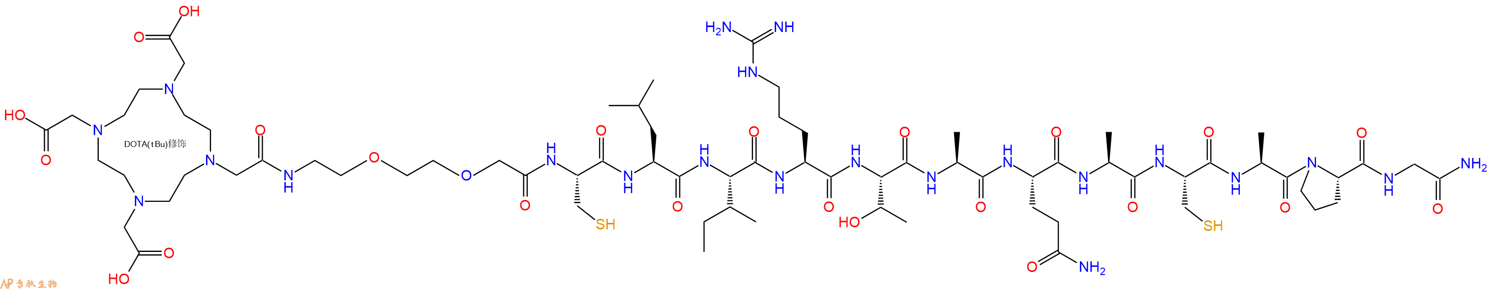专肽生物产品DOTA-PEG2-Cys-Leu-Ile-Arg-Thr-Ala-Gln-Ala-Cys-Ala-Pro-Gly-CONH2
